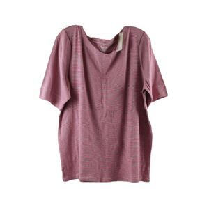 Chico's Women's Pima Striped Red & White Basic Tee Shirt Short Sleeve Size 4 026